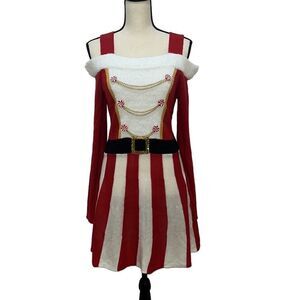 Planet Gold Juniors Santa Cold-Shoulder Sweater Dress